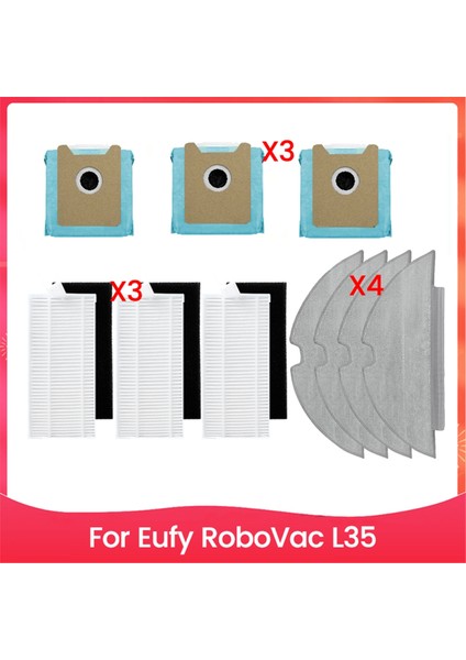 Eufy Robovac L35 Robot Süpürge Aksesuarları Yedek Parçaları Için 10 Adet Filtre Paspas Bezi ve Toz Torbası Seti (Yurt Dışından)