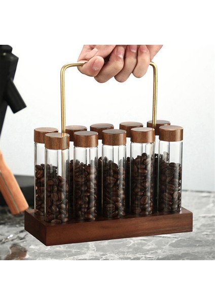 Cam Test Tüpü Sergileme Standı Barista Araçları Tek Tüp Depolama Kahve Çekirdeği Dağıtım Şişesi Kahve Kapalı Kavanoz Fasulye B (Yurt Dışından) indirimleri