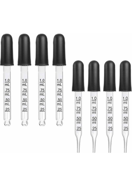8 Adet 1ml Göz Damlalığı, Ölçümlü Cam Damlalık Pipetler Kauçuk Başlıklı Damlalık Için Cam Pipet (Yurt Dışından)