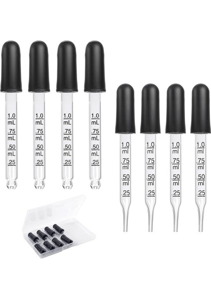 8 Adet 1ml Göz Damlalığı, Ölçümlü Cam Damlalık Pipetler Kauçuk Başlıklı Damlalık Için Cam Pipet (Yurt Dışından)
