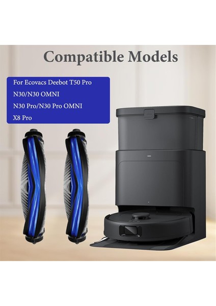 Ecovacs Deebot T50 PRO/N30 PRO/N30/N30 OMNI/N30 Pro Omni/x8 Pro Elektrikli Süpürge Parçaları Için 2 Adet Silindir Fırça Yedeği (Yurt Dışından) fiyatları