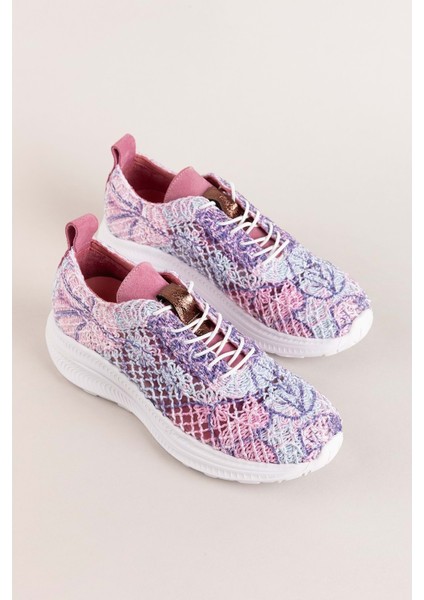 Kadın Içi Deri Dışı Dantel Hafif Spor Ayakkabı BELX.4391 - Pembe Desen - 36 Pembe Desen fiyatları