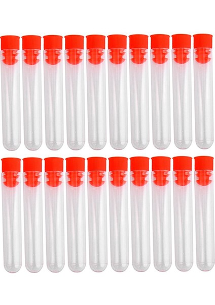 20 Adet Tamamlanmamış Plastik Test Tüpleri Laboratuvar Test Aracı Vidalı Kapaklı Şeffaf, 12 * 60MM (Yurt Dışından)