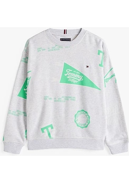 Erkek Çocuk All Over Baskılı Sweatshirt - Gri indirimleri
