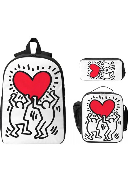 3pcs Keith Harings Sanat Sırt Çantası Erkek Kız Kalem Çantaları Için Set Seti Kitap Çantası Setleri Okul Öğrencileri Için Öğle Yemeği Kutusu Daypackcolor: Gösterildiği Gibi (Yurt Dışından)