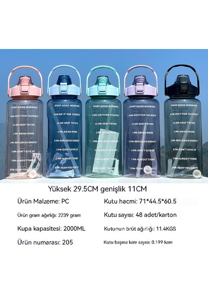 2000ML Saman ile Etiket ile Düşme Önleyici Su Bardağı (Yurt Dışından)