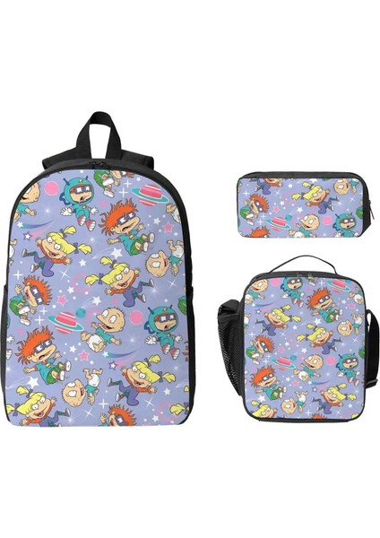 3pcs Rugrat Karikatür Anime Baskılar Boy Kız Kalem Kutuları Için Sırt Çantası Seti Okul Öğrencileri Için Öğle Yemeği Kutusu ile Kitap Çantası Setleri Daypackcolor: Gösterildiği Gibi (Yurt Dışından)
