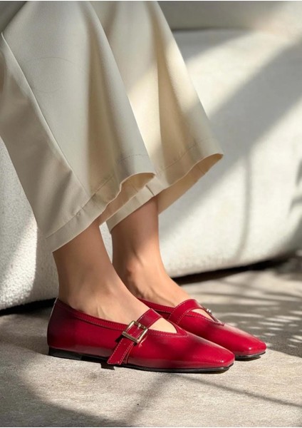 Kadın Babet Bordo Bantlı Kemerli Hafif Rahat Şık Iş Ofis Günlük Ayakkabı fırsatları