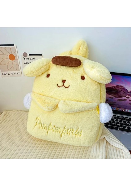 Kawaii Sanrio Kuromi Hello Kitty Cinnamoroll Yumuşak Peluş Sırt Çantası Sevimli Benim Melodi Pompom Purin Büyük Kapasite Okul Çantaları Kız Renk: Ponpon Purin/boyut: 38X36CM (Yurt Dışından)