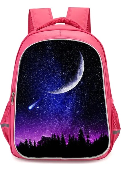 Çift Fermuarlı Cepli Kızlar Okul Sırt Çantası, Pembe Çizgi Film Yıldızlı Gökyüzü Okul Çantaları, Öğrenci Öğrencileri Için Dalı 16 Inç Çocuk Çantaları Renk: COLOR002 (Yurt Dışından)