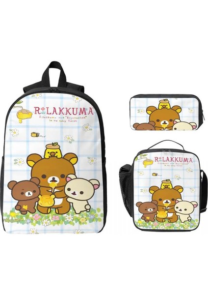 3pcs Sevimli Kawaii Rilakkuma Ayı Okul Çantaları Çocuklar Için Set Kalem Çantaları Sırt Çantası Setleri Okul Öğrencileri Için Öğle Yemeği Kutusu Daypackcolor: Gösterildiği Gibi (Yurt Dışından)