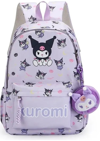 Hello Kitty Sanrio Anime Sırt Çantası, Kuromi Cinnamoroll Cüzdan Cazibesi ile Okul Çantaları, Öğrenci Kız Günlük Seyahat Gidip Knapsackcolor: Kuromi-B (Yurt Dışından)