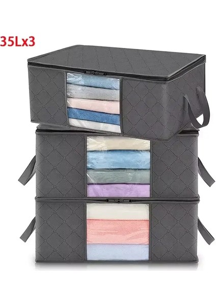 1/3pc Büyük Kapasiteli Giysiler Depolama Çantası Katlanabilir Battaniye Depolama Çantaları Depolama Kapları Yatak Odası Dolap Giyim Düzenlemek Için Kaplar Renk: 3pcs 35L (Yurt Dışından)