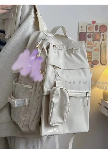 Italife Gizli Ita Torba Bebek Için 20 cm Çanta ile Büyük Çift Temizli Cepler Kız Öğrenci Çantası 15.6 Inç Dizüstü Bilgisayar H252 Rolor: Bej-Bag/boyut: Çanta ile Backpack (Yurt Dışından)