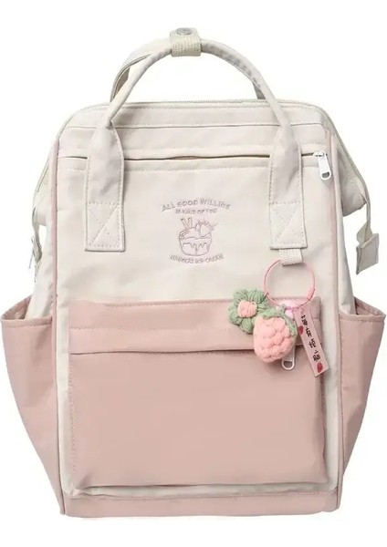 Büyük Kapasiteli Ortaokul Öğrenci Schoolbag Renk Eşleşmesi Basit Su Geçirmez Sırt Çantası Eğlence Seyahat Depolama Çantası Рюкзак Renk: Pembe/boyut: Kolye Olmadan (Yurt Dışından)