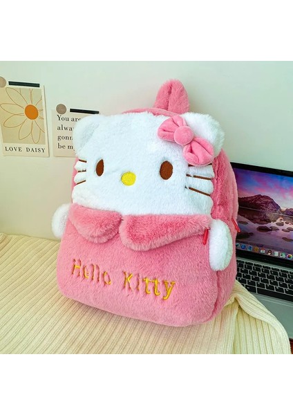 Kawaii Sanrio Kuromi Hello Kitty Cinnamoroll Yumuşak Peluş Sırt Çantası Sevimli Benim Melodi Pompom Purin Büyük Kapasite Okul Çantaları Kız Renk: Hello Kitty/boyut: 38X36CM (Yurt Dışından)