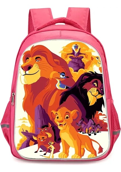Disney Girls School Sırt Çantası Çift Fermuarlı Cep, Pembe Çizgi Film Lion King School Bag, Dalı 16 Inç Çocuk Çanta Renk: COLOR004 (Yurt Dışından)