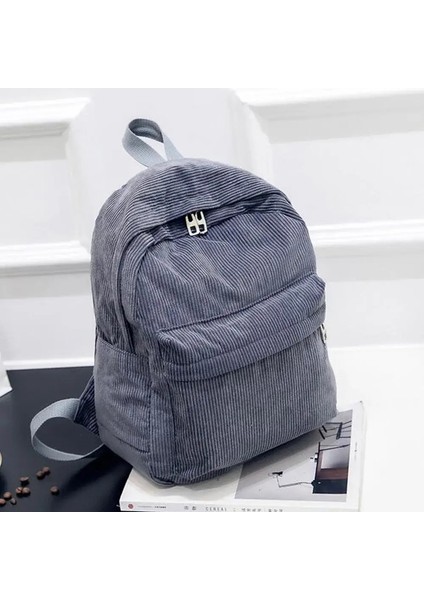 Saf Renk Kadife Sırt Çantası Moda Kadınlar Okul Sırt Çantası Kadınlar Sırt Çantası Genç Kız Okul Çantaları Kadın Mochila Bagpack Packcolor: Gri/boyut: 25X12X34CM (Yurt Dışından)