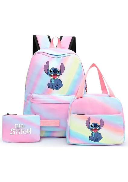 3pcs Lilo Dikiş Renkli Sırt Çantası ile Öğle Yemeği Çantası Sırt Çantası Sırt Çantası Erkekler Için Gündelik Okul Çantaları Kadın Kadınlar Öğrenci Gençler Renkler: 011 (Yurt Dışından)