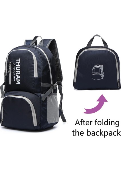 35L Su Geçirmez Katlanabilir Kamp Hafif Ağırlık Çanta Paketlenebilir Yürüyüş Sporları Açık Seyahat Sırt Çantaları Gündelik Renk: Lacivert (Yurt Dışından)