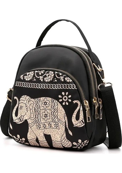 Yogodlns Kadınlar Için Modaya Yeni Naylon Sırt Çantası Çok Fonksiyonlu Çok Fonksiyonlu Omuz Crossbody Çanta Baskı Su Geçirmez Sırplı Seyahat Leydi Packcolor: Fil/boyut: 18X11X21CM (Yurt Dışından)