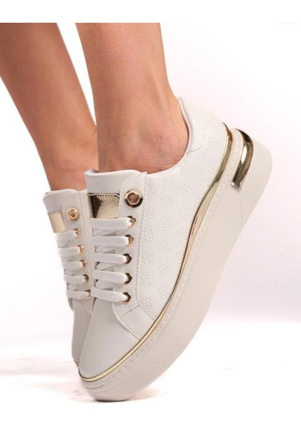 Kuum London K732559 Kadın Monogram Desenli Yüksek Taban Sneaker Ayakkabı