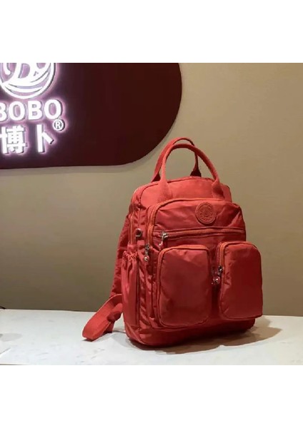 Moda Kadın Sırt Çantası Su Geçirmez Naylon Yumuşak Tutamak Katı Çok Cepli Seyahat Fermuarlı Feminina Okul Çantaları Dizüstü Bilgisayar Sırt Çantası Renk: Kirli Turuncu (Yurt Dışından)