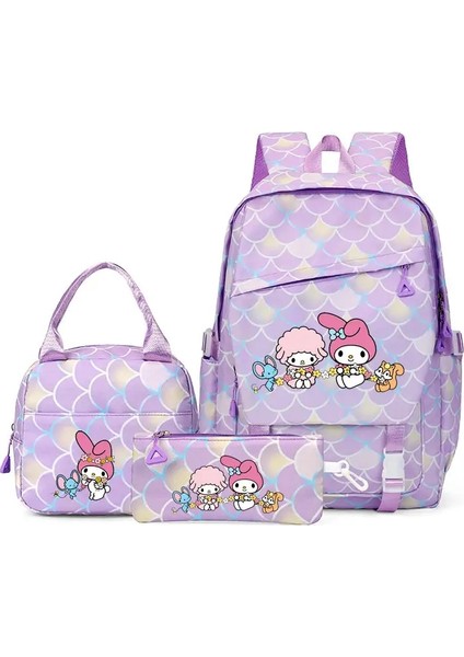 3pcs/set My Melody Boys Kızlar Genç Genç Kızlar Için Okul Sırt Çantası Kawaii Öğrenci Çocukları Sırt Çantası Dizüstü Bilgisayar Kitapları Çanta Mochilacolor: Mavi (Yurt Dışından)