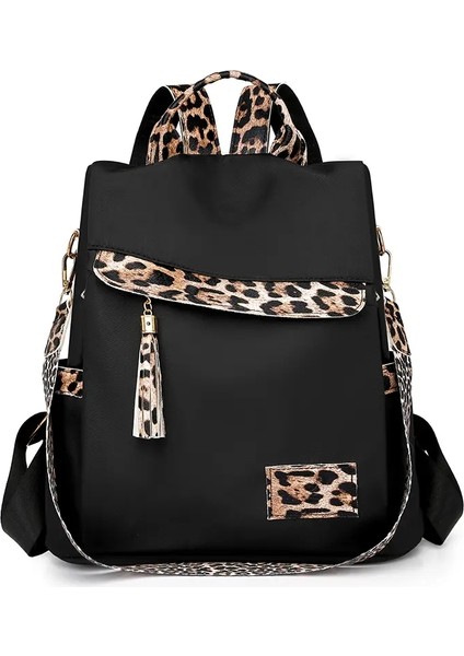 Leopar Baskı Şık Çok Fonksiyonlu Lüks Lüks Backpack Kadınlar Rahat Püsküller Büyük Kapasite Sırt Çantası Önleyici Hırsızlık Tasarımcısı Naylon Bagcolor: Khaki (Yurt Dışından)