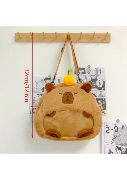 Kawaii Yeni Capya Peluş Peluş Kadınlar Için Çok Çok Yönlü Karikatür Komik Capibala Çantası Büyük Kapasite Tote Çanta Çocuk HRBAG173 (Yurt Dışından)