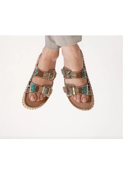 Guja 25Y103 Kadın Yüksek Mantar Taban Taşlı Çift Bant Terlik indirimleri