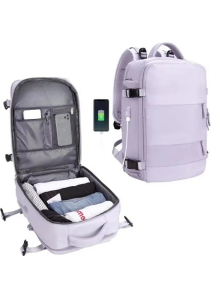 Geestock Mochilas Seyahat Sırt Çantası 40X20X25 Kabin Çantası Dizüstü Bilgisayar Sırt Çantası Bagaj Uçağı Sırt Çantası Su Geçirmez Okul Çantası Renk: Mor (Yurt Dışından)