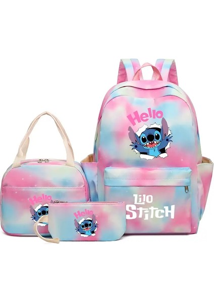 Disney Lilo Dikiş Renkli Sırt Çantası 3pcs/set Kadınlar Için Set Bags ile Günlük Okul Çantaları Boy Boy Öğrenci Öğrenci Genç Sırılgan Renk: 5 (Yurt Dışından)