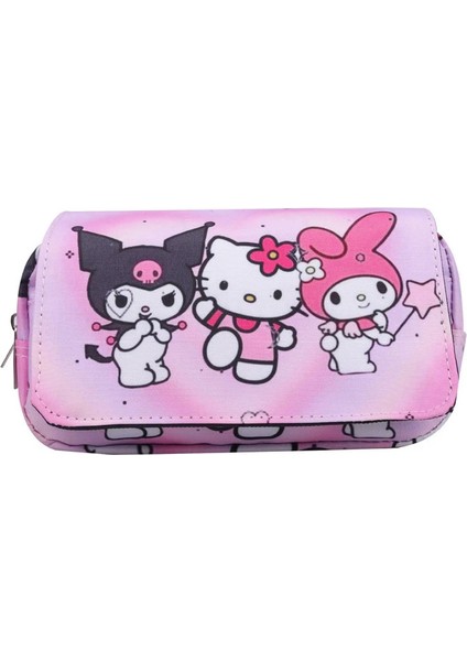 Miniso Kuromi Schoolbag Öğrencileri Kawaii Çift Katmanlı Kalem Çantası Büyük Kapasite Gündelik Sırt Çantası Karikatür Baskı Kalemi Bagcolor: C (Yurt Dışından)