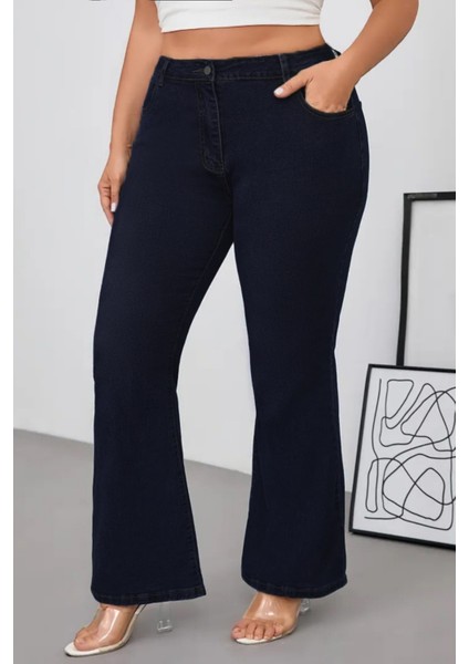 Cedy Denım - Kadın Siyah Büyük Beden Ispanyol Paça Yüksek Bel Skinny Fit Likralı Pantolon C628 modelleri