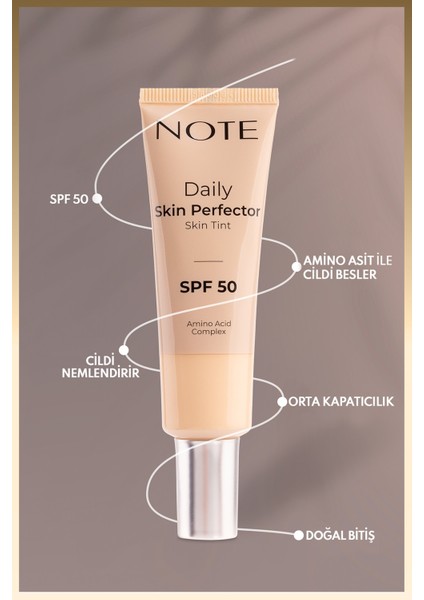 Daily Skin Perfector Skin Tint Spf 50 Ton Eşitleyici Doğal Bitişli Renkli Nemlendirici - 100 fiyatları