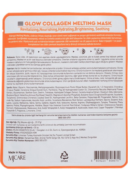 Glow Collagen Melting Mask - Hydrojel Şeffaflaşan Eriyen Maske