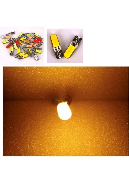 ( 2 x Adet ) 1 Takım Professıonal T10 LED Amber T10 LED Dipsiz Ampul 12 Smd Chıp Seri Amber