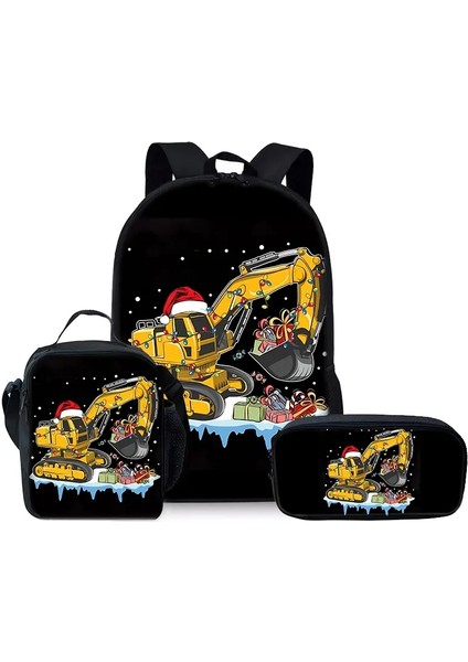 3pcs Set Cartoon Car Excavator Sırt Çantaları Erkek/kızlar Için En Iyi Hediyeler 3D Karikatür Okul Okulu Childrencolor Için Sırt Çantası Çantası: Altın (Yurt Dışından)