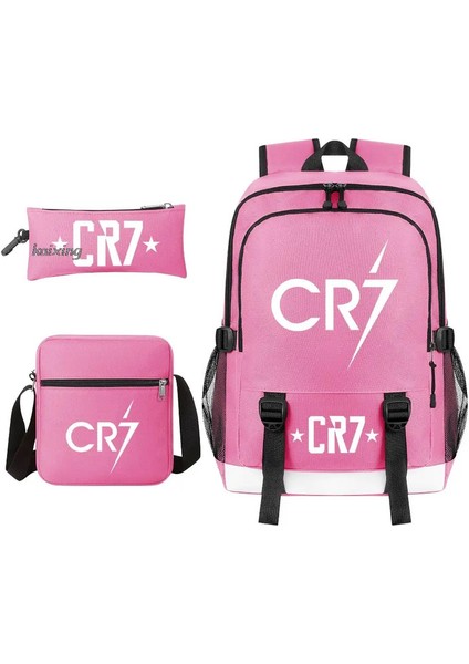 Yeni Cr7 Sırt Çantası 3 Pcs Kapasite Hafif Kapasite Okul Öğrencileri Schoolbag Junior Lise Leisure Kızları Omuz Bagcolor: Set (Yurt Dışından)