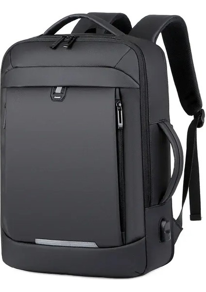 17 inç iş dizüstü bilgisayar sırt çantası su geçirmez not defteri Erkekler Okulu Kitap Çantası Genişletilebilir Çok Fonksiyonlu USB Şarj Erkek Backpackscolor: Siyah Naylon (Yurt Dışından)