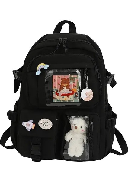 Kawaii Estetik Kadınlar Genç Kızlar Için Sırt Çantası Okul Çantası Japon Koreli Rucksack Öğrenci Kitap Çantaları Sevimli Okul Sırt Çantası Mochilacolor: Siyah (Yurt Dışından)