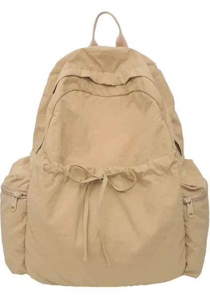 Yeni Özel Isim Girl's Dışarı Sırt Çantası Kişiselleştirilmiş Bowknot Kadın Naylon Okul Çantası Büyük Kapasiteli Kampüs Sırt Çantaları Renk: Koyu Khaki/boyut: Isim Yok (Yurt Dışından)