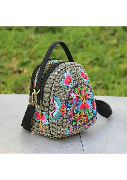 Kadınlar Çiçek Işlemeli Sırt Çantası Yaz Seyahat Omuz Sırt Çantası Hediye Çiçek Sırt Çantası Sırt Çantası Bohemiancolor: Kırmızı/beden: 16X9X19CM (Yurt Dışından)