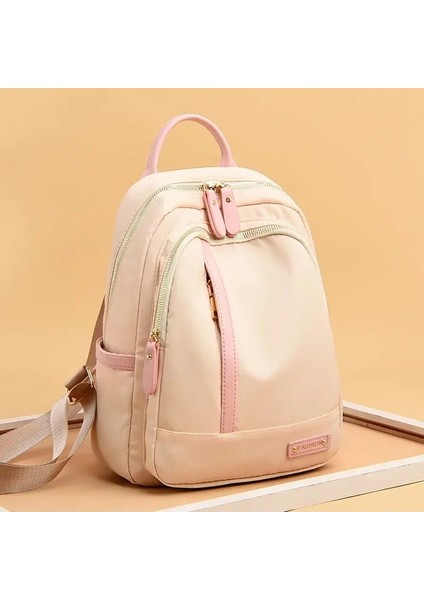 Kadınlar Için Kontrast Renk Sırt Çantası Genç Su Geçirmez Oxford Seyahat Rucksack Girls Snapsack Bolsacolor: Bej (Yurt Dışından)