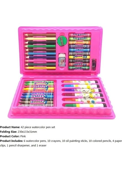 Çocuklar Resim 색칠공부 Tam Set Fırçaları Sanat Araçları Hediye Kutusu Seti Geliştiren Çocuklar Çizim Ilgi Alanları Oluştur Sanat Malzemeleri: 42 Pc Set Pembe (Yurt Dışından)