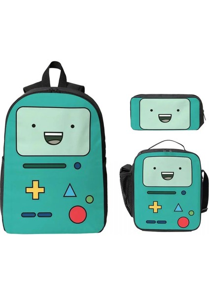 3pcs Bmo Anime Karikatür Okul Çantaları Kızlar Için Set Erkekler Kalem Kutuları Okul Öğrencileri Için Öğle Yemeği Kutusu ile Sırt Çantası Setleri Knapsackcolor: Gösterildiği Gibi (Yurt Dışından)