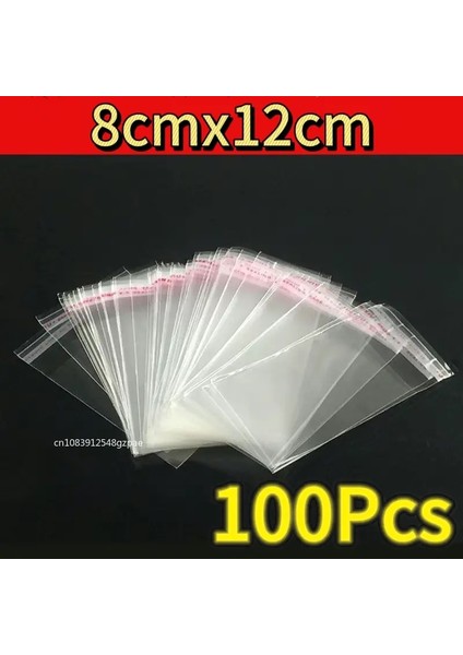 100PCS Çoklu Boyutlu Kendinden Yapışkan Çello Sello Torbası Kendi Kendini Sızdırıyor Şeker Paketleme Için Küçük Plastik Torbalar Yeniden Yerleştirilebilir Torbalar Renk: 8X12CM (Yurt Dışından)
