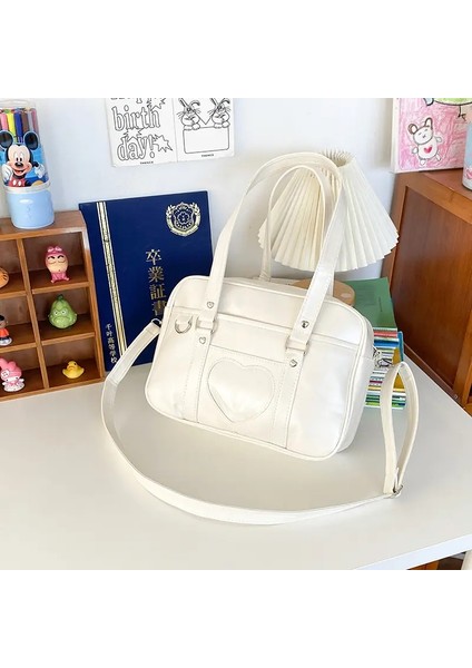 Japon Lolita Kalp Jk Okul Üniforma Çantaları Moda Kadın Oxford Kadın Öğrenci Pu El Çantası Cosplay Omuz Backpackcolor: Siyah (Yurt Dışından)
