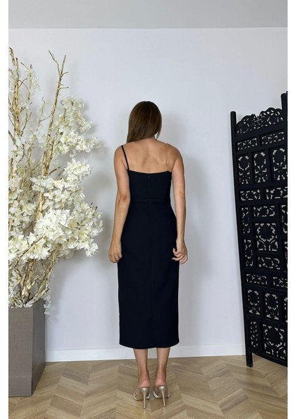 G1459 Taş Detaylı Tasarım Abiye Elbiye Siyah modelleri